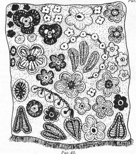 Из разных связанных цветочков и листочков, нашитых на ткань, можно смастерить коврик, покрывало или маленькое одеяльце