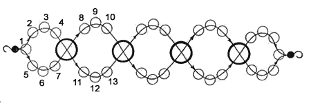 Схема плетения браслета - шаг 1.