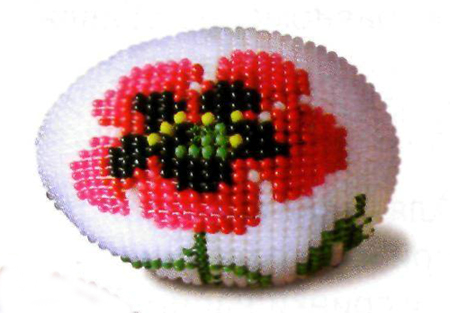 Red poppy. Eggs beaded