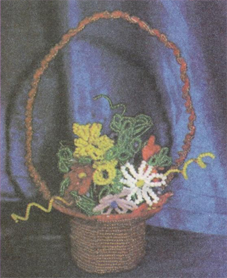 The basket of flowers. The color schemes of beaded