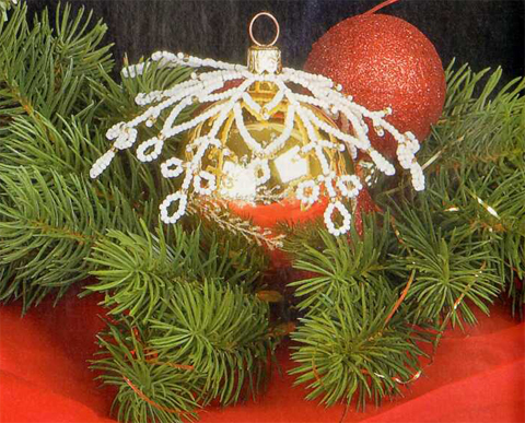 Christmas balls with their hands beaded