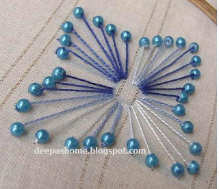 Embroidery flower with beads