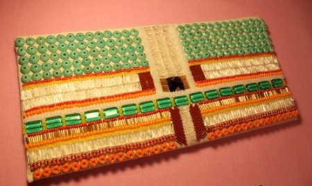 Embroidered beaded clutch bag