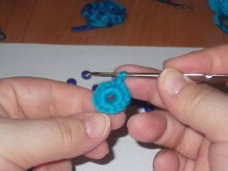 Hook and beads. Knit flower