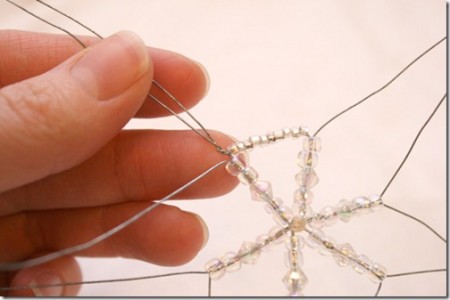 Braided beaded snowflakes