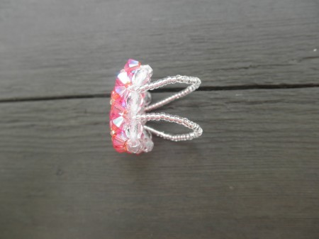 A ring of beads and bicone Swarovski