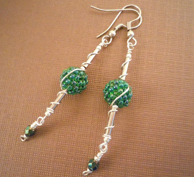 Long bead earrings, beads and wire