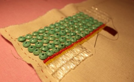 Embroidered beaded clutch bag