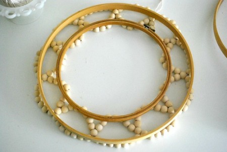 Summer wreath of wooden beads