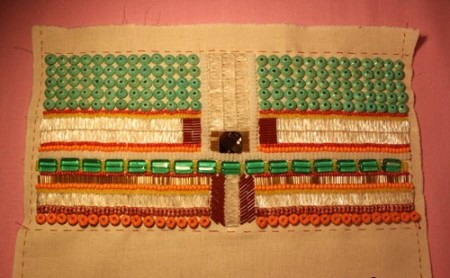 Embroidered beaded clutch bag