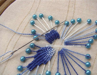 Embroidery flower with beads