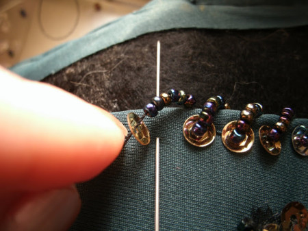 Embroidery with beads and sequins