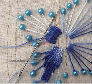 Embroidery flower with beads