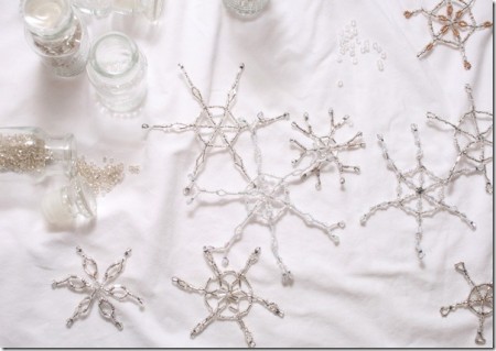 Braided beaded snowflakes