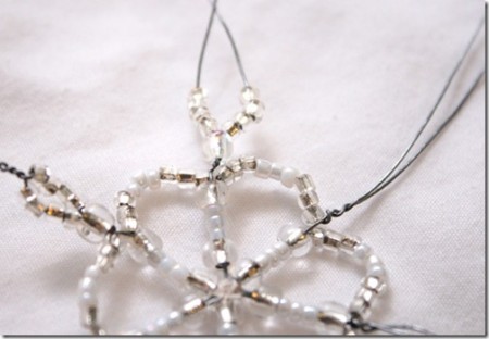 Braided beaded snowflakes