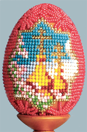 Garnet and Gold domes. Easter eggs bead (schema)