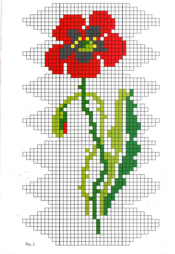 Red poppy. Eggs beaded