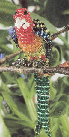 Папуга звичайний та довгохвостий папуга з бісеру