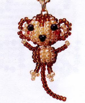 Monkey. Keychain beaded