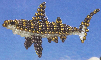 Hammerhead and tiger shark bead