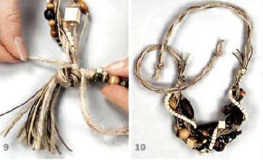Ожерелье и браслет из бисера, бусин и рога. Шаг 9-10