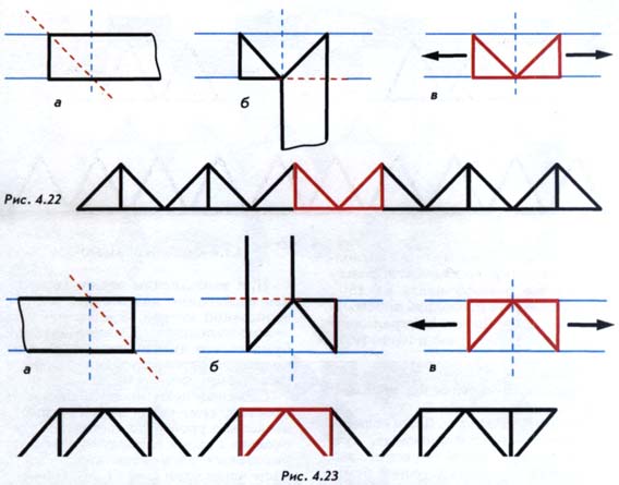 Цепочки на основе прямоугольного треугольника (аппликация соломкой)
