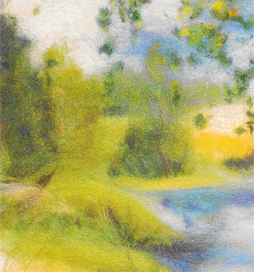 Landscape Birch. Felting wool painting