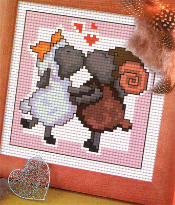 Happy lamb. Cross stitch for beginners