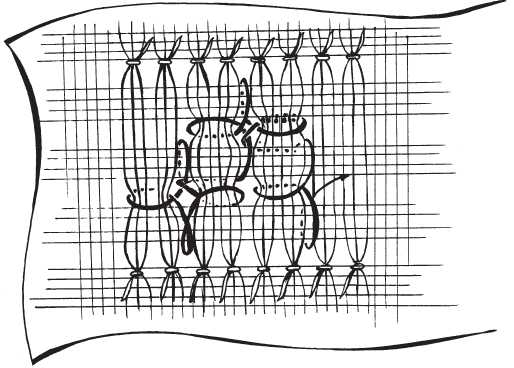 Мережка «полотнянка» в 2 ряду та мережка з повітряних петель