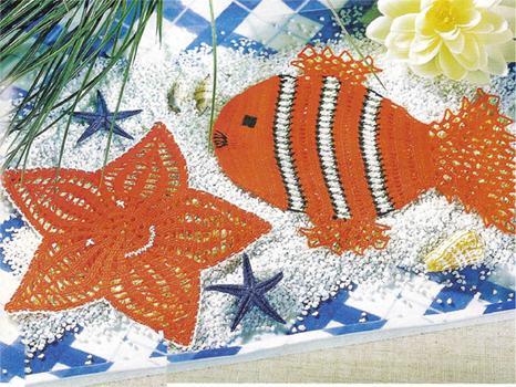 Marine life. Knitting crochet doilies with diagrams