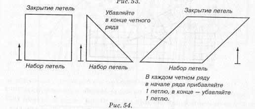 Направление вязания показано стрелкой