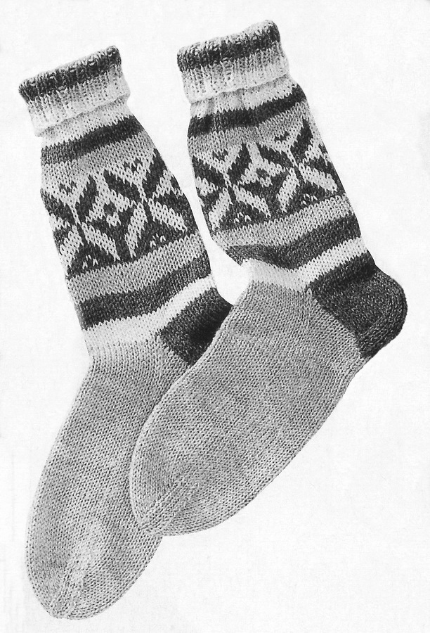 Cotton knee-socks with Norwegian pattern