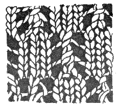 Вязание ажурного узора с переплетениями Листья