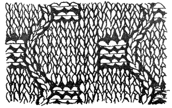 Вязание ажурного узора Зигзаг с изнаночными квадратами