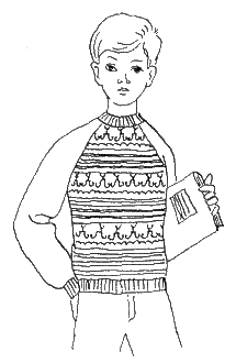 Вязание свитера с горизонтальными полосами и орнаментом